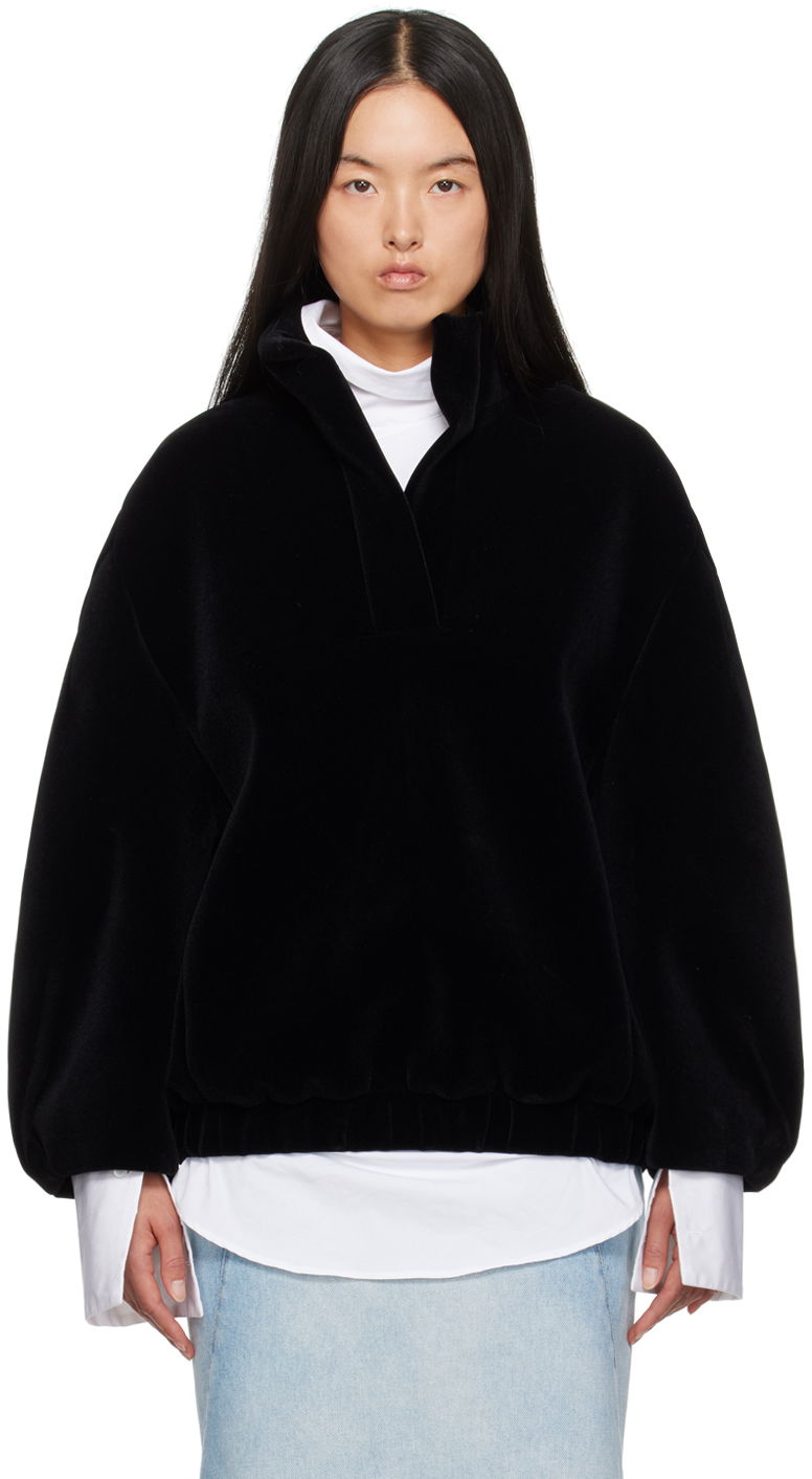 Bunda Dries Van Noten Velvet Loose Fit Jacket Čierna | 242-010505-9190, 0