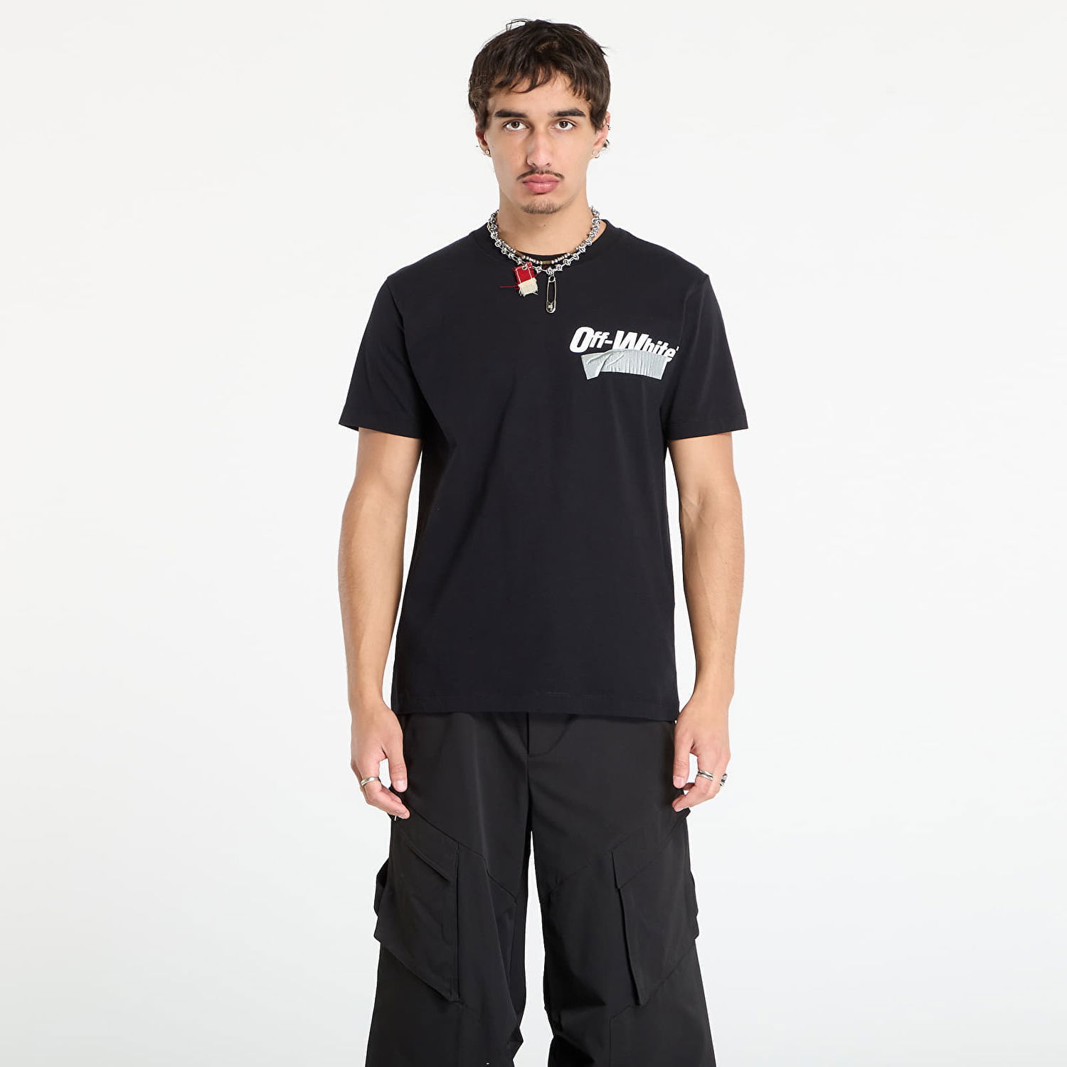Tričko Off-White Off-White Cupid Tape Slim Fit Short Sleeve T-Shirt Čierna | OMAA027F25JER00B1001, 0