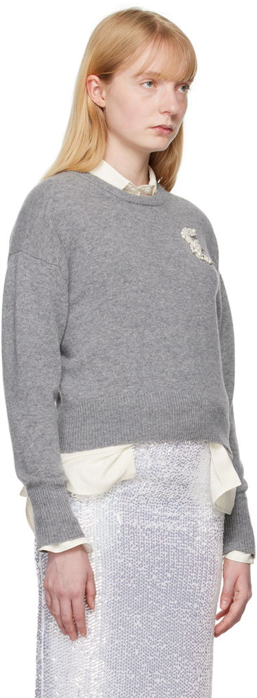 Sveter Erdem Erdem Embellished Crewneck Sweater Šedá | PS24_R1KT8_GEKW, 1