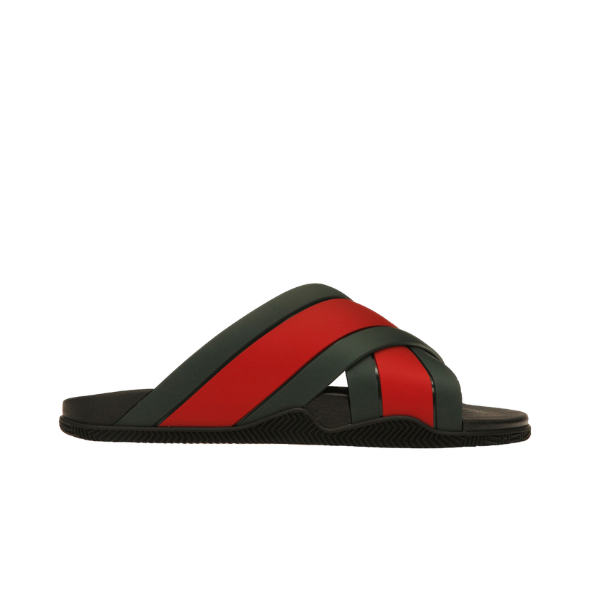 Tenisky a topánky Gucci Web Slide Black Rubber Červená | 630326 J8700 8460