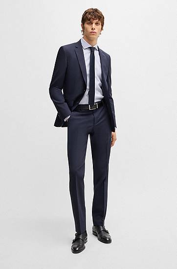 Košeľa BOSS Casual-Fit Patterned Cotton Shirt Modrá | 50533712, 1