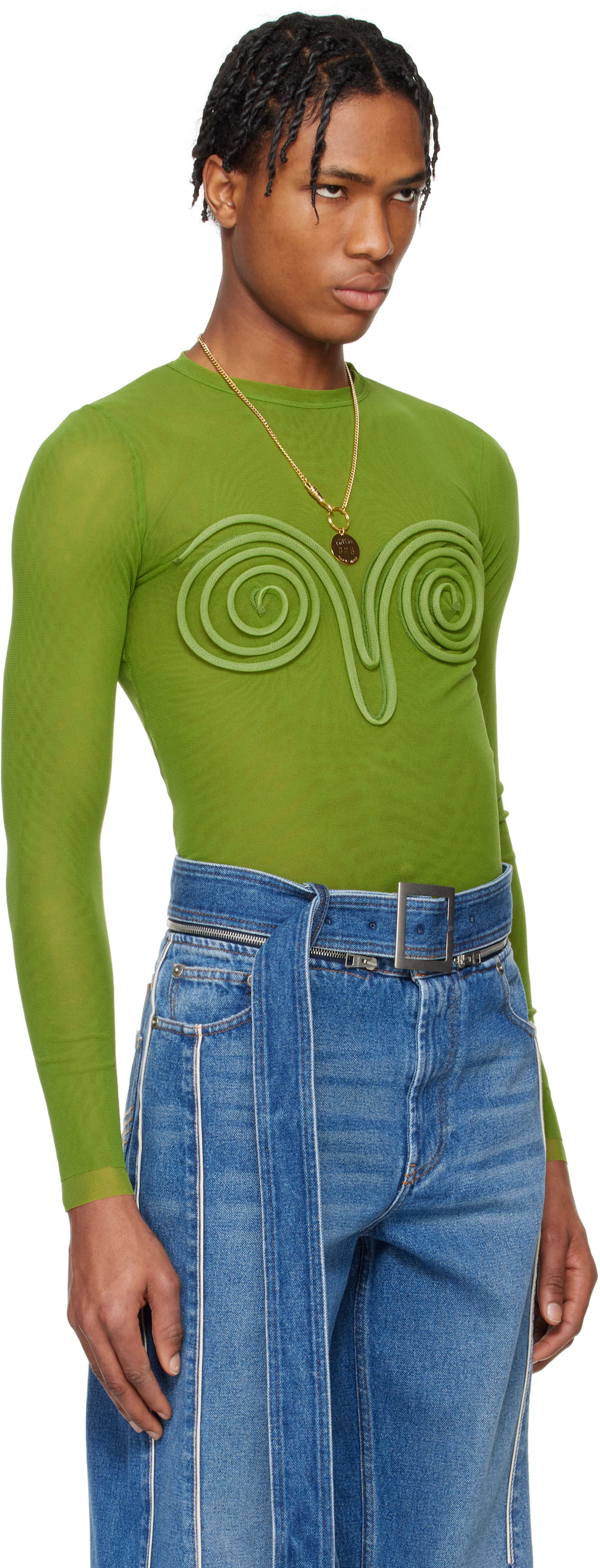 Tričko Jean Paul Gaultier Jean Paul Gaultier 3D Spirale T-Shirt Zelené | 25/34-F-TO271B-T001-43, 1