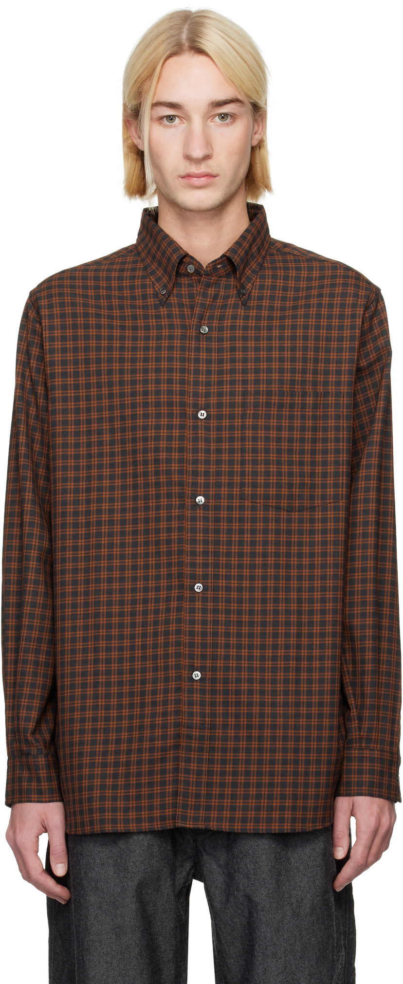 Košeľa NANAMICA Plaid Button-Down Shirt Oranžová | S24FG050U