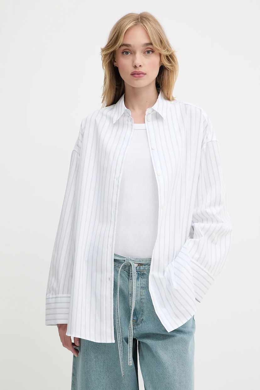 Košeľa Samsoe Samsoe Samsoe Samsoe SAMARIKA Relaxed Fit Striped Button-Down Shirt Biela | F25200084