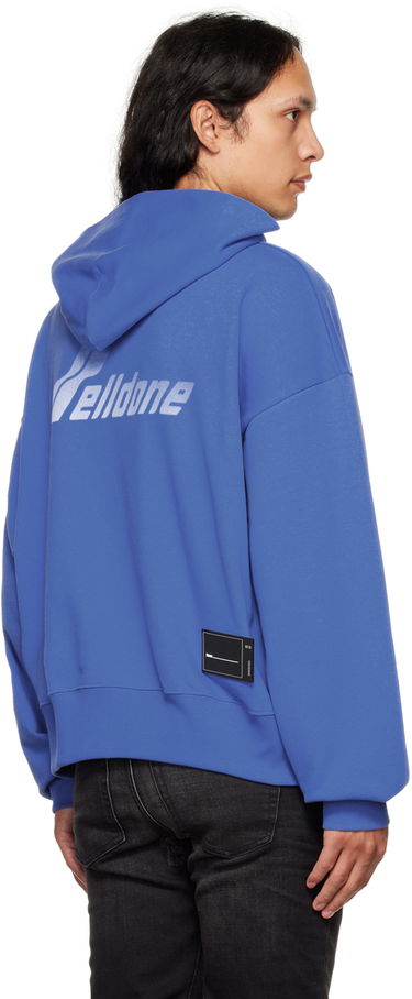 Mikina We11done We11done Lettering Symbol Hoodie Modrá | WD-TH3-22-840-U-BL, 2