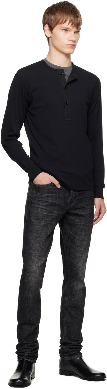 Sveter Tom Ford TOM FORD Stretch Rib Henley Čierna | JHL019-JMC067, 3