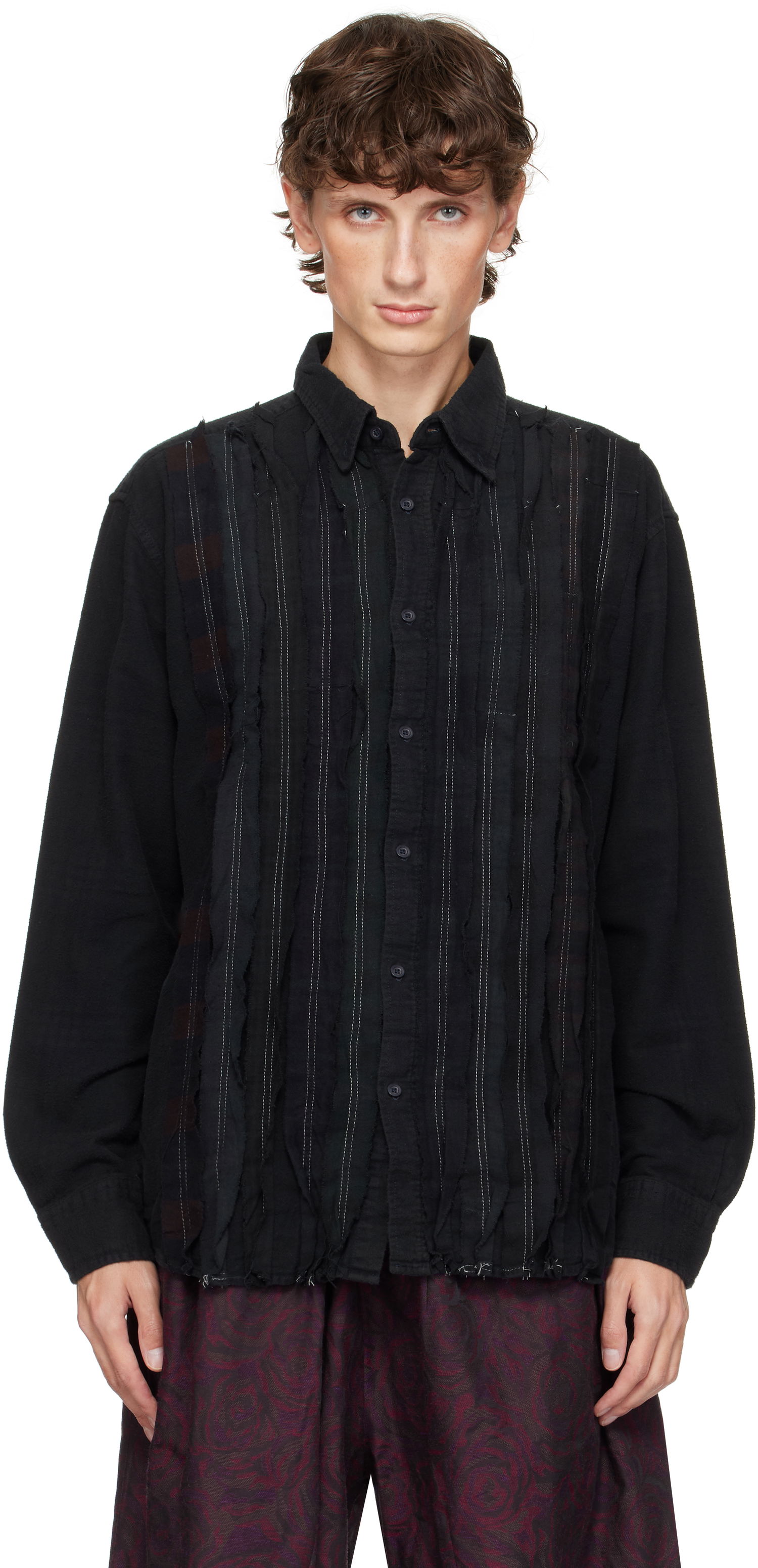 Košeľa Needles Rebuild Ribbon Shirt Čierna | PU355, 0