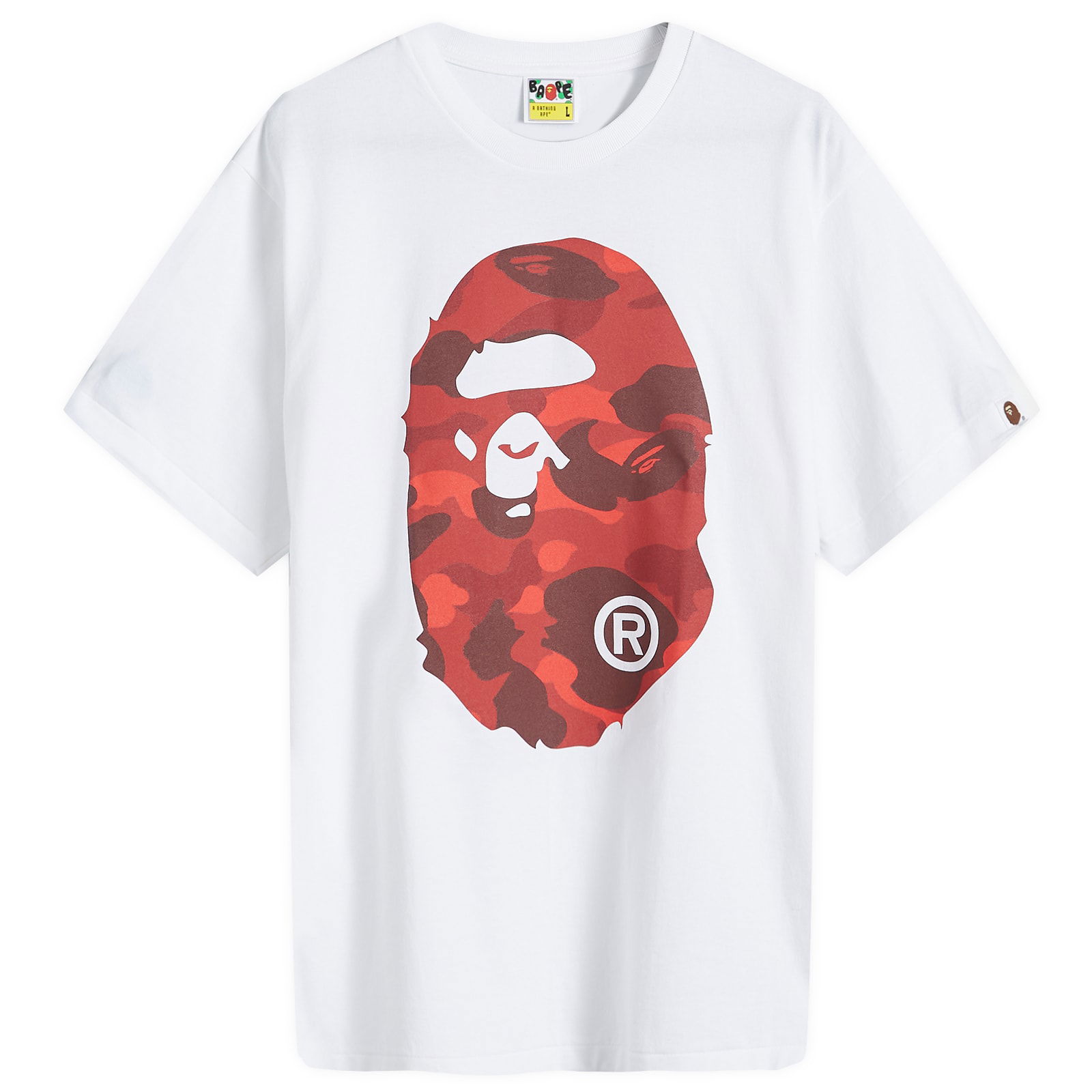 A Bathing Ape Men's Camo Big Ape Head T-Shirt in White/Red, Size Large | END. Clothing