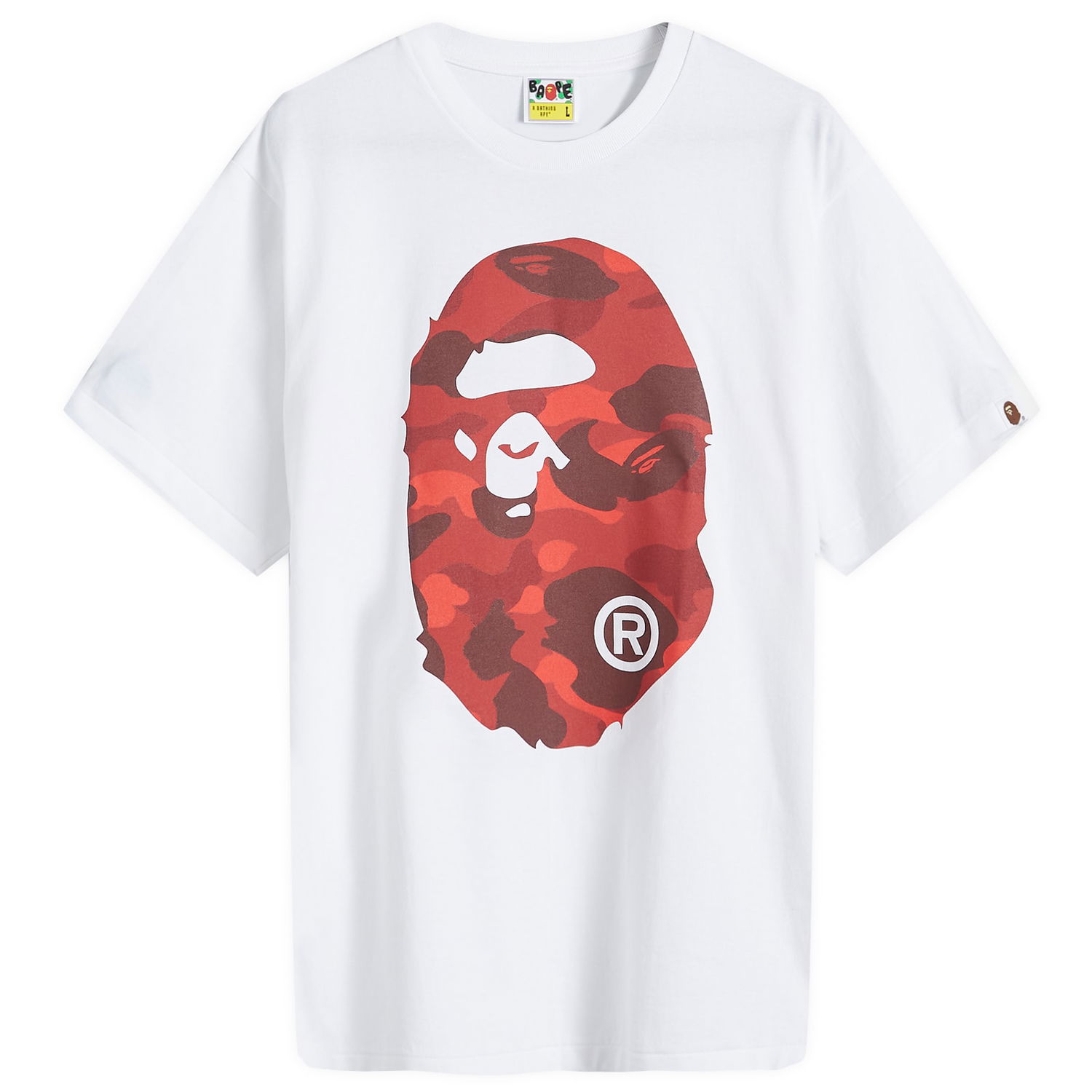 Tričko BAPE A Bathing Ape Men's Camo Big Ape Head T-Shirt in White/Red, Size Large | END. Clothing Šedá | 001TEK301018M-WHR, 0