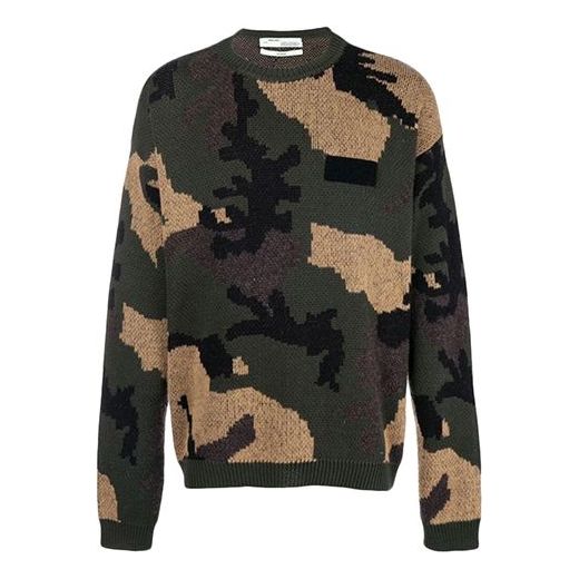 Sveter Off-White Off-White Loose Camouflage Knit Sweater Zelené | OMHA056E18A350019900, 0