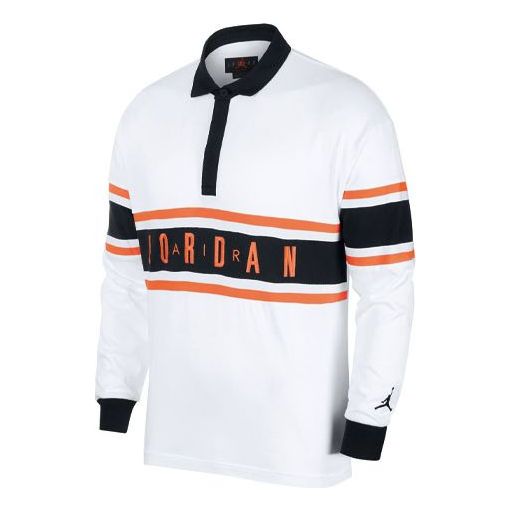 Polo tričko Jordan Jordan Logo Rugby Long Sleeve Polo Shirt Biela | BQ5670-100