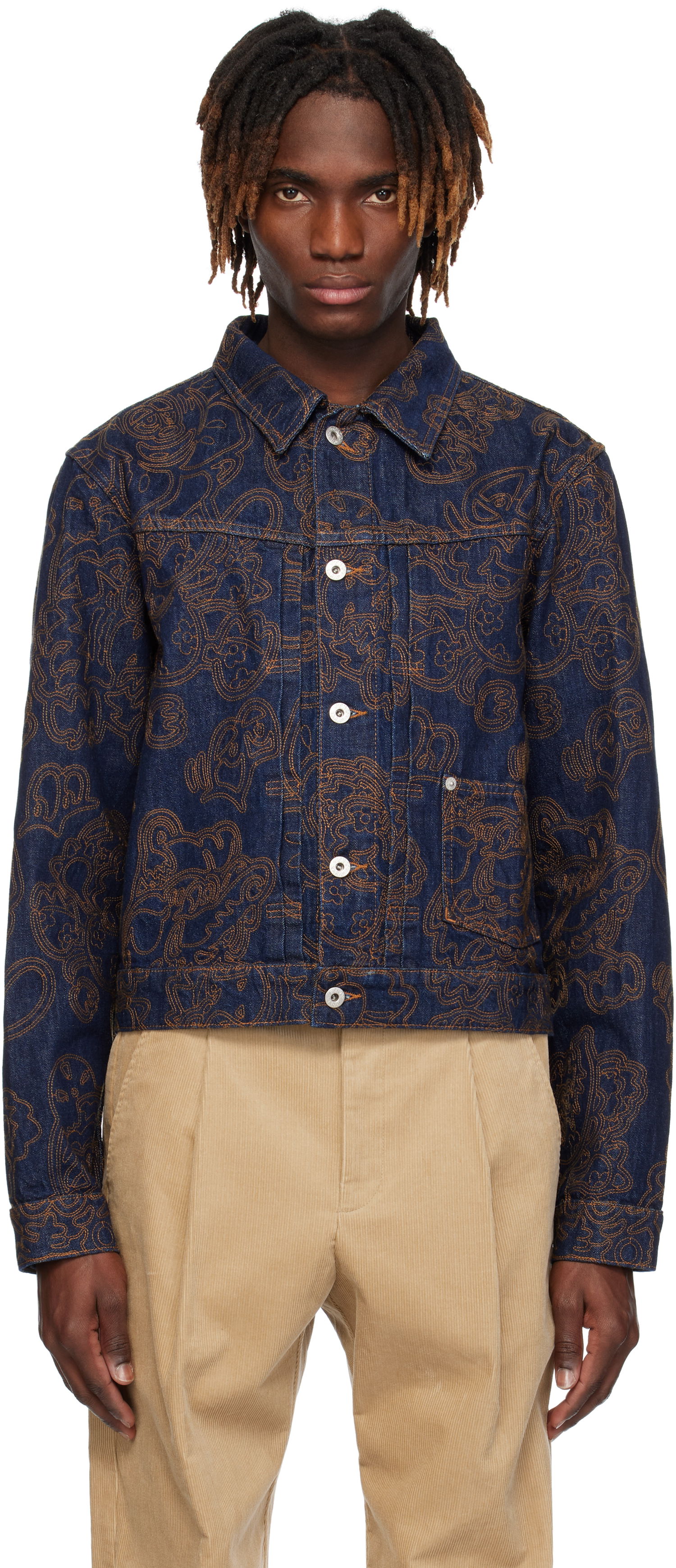 Bunda KENZO Kenzo Paris VERDY Edition Embroidered Denim Trucker Jacket Modrá | FF55DV3096V1, 0