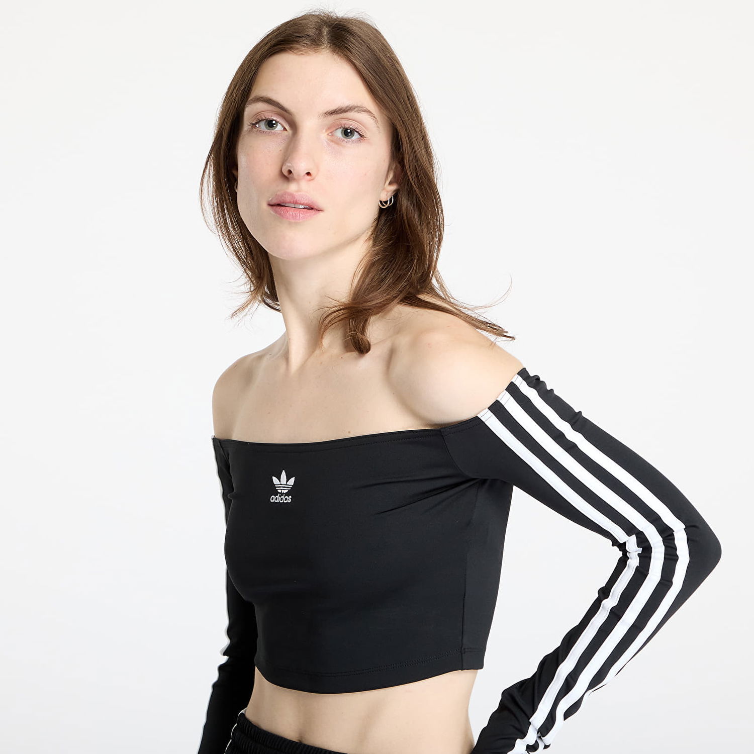 Crop Top adidas Originals Off Shoulder Long Sleeve Crop Top Čierna | JD0274, 1