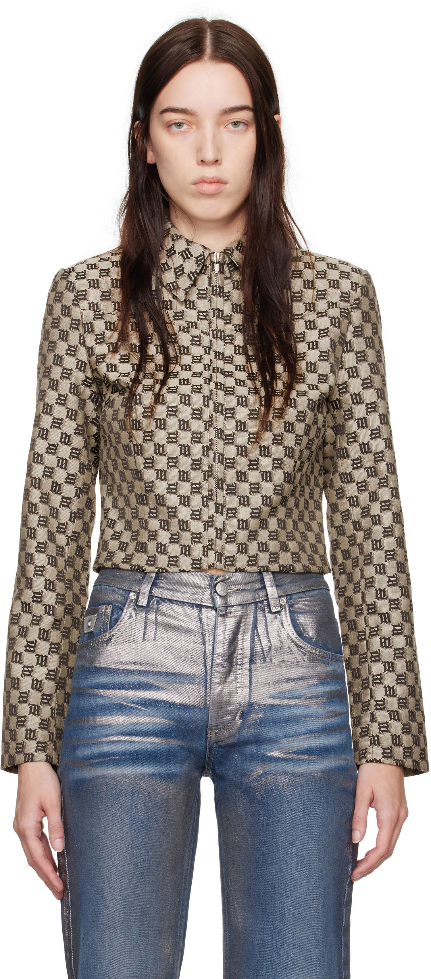 Bunda MISBHV Monogram Cropped Jacket Béžová | 241W411, 0