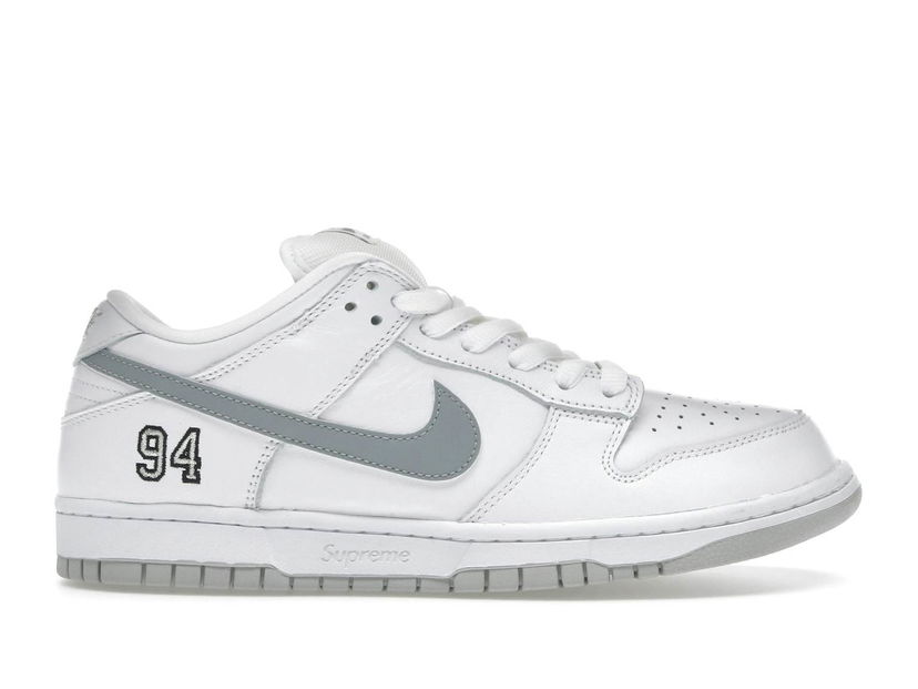 Tenisky a topánky Nike SB Supreme x Dunk Low "White Metallic Silver" Biela | HQ8487-100