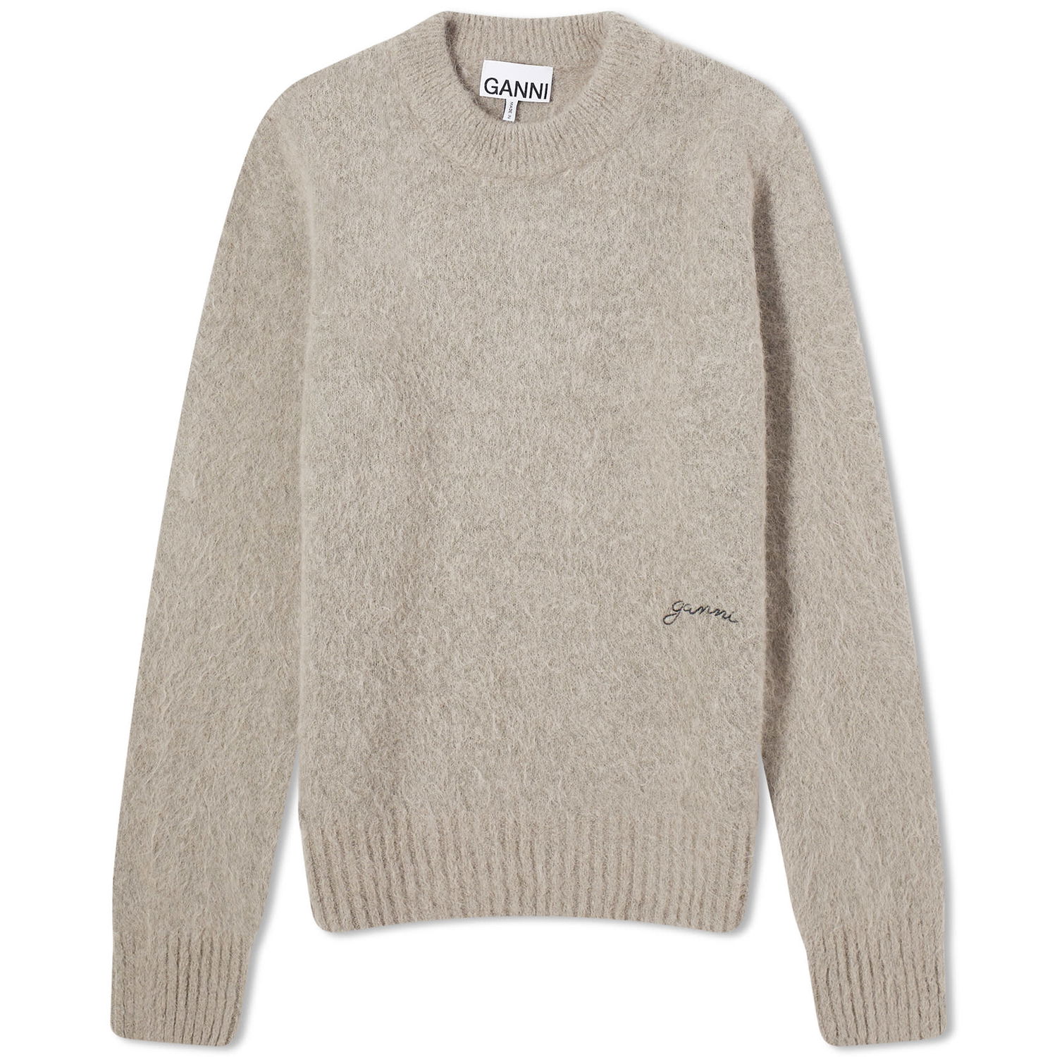 Sveter GANNI Brushed Alpaca O-Neck Šedá | K2095-19, 0