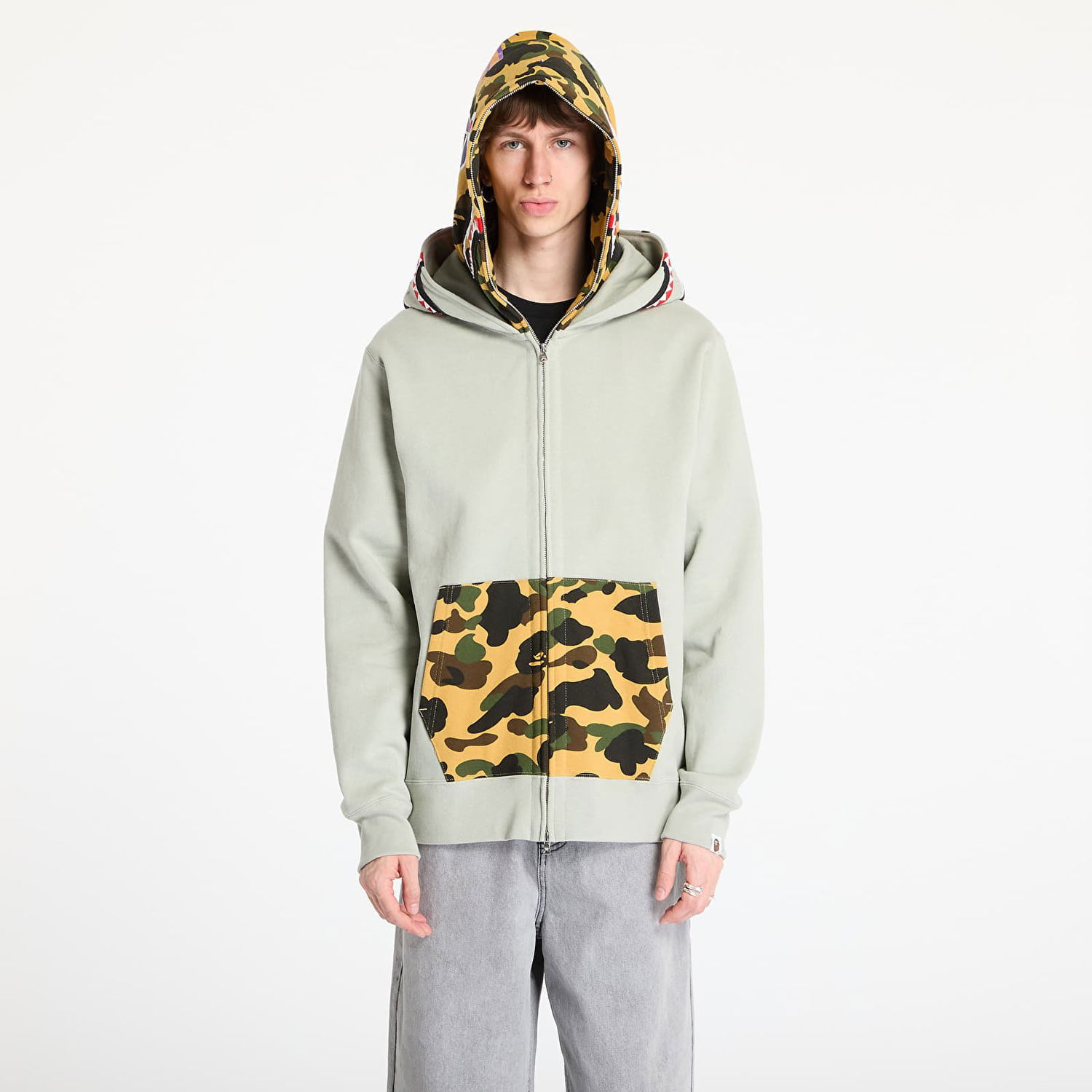 Mikina BAPE A BATHING APE 1st Camo Shark Full Zip Double Hoodie Zelené | 001ZPL301007MOLD, 0