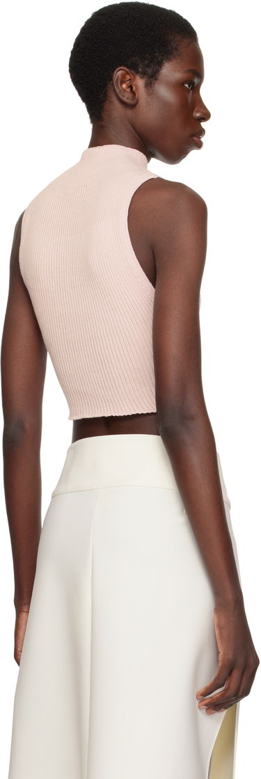Tielko Courrèges Courrèges Mockneck Ribbed Cropped Tank Top Ružová | 225MTO402FI0049, 2