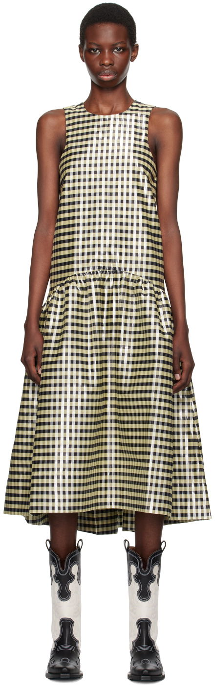 Šaty GANNI Gingham Midi Dress Žltá | F9532, 0