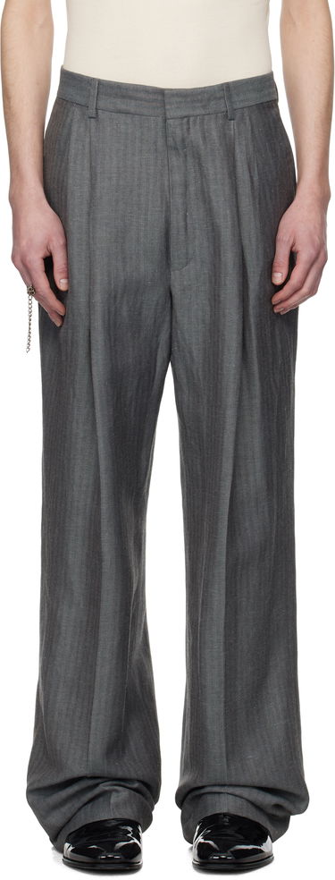 Nohavice Dries Van Noten Dries Van Noten Linen Straight-Leg Trousers Šedá | 251-020914-1307, 0