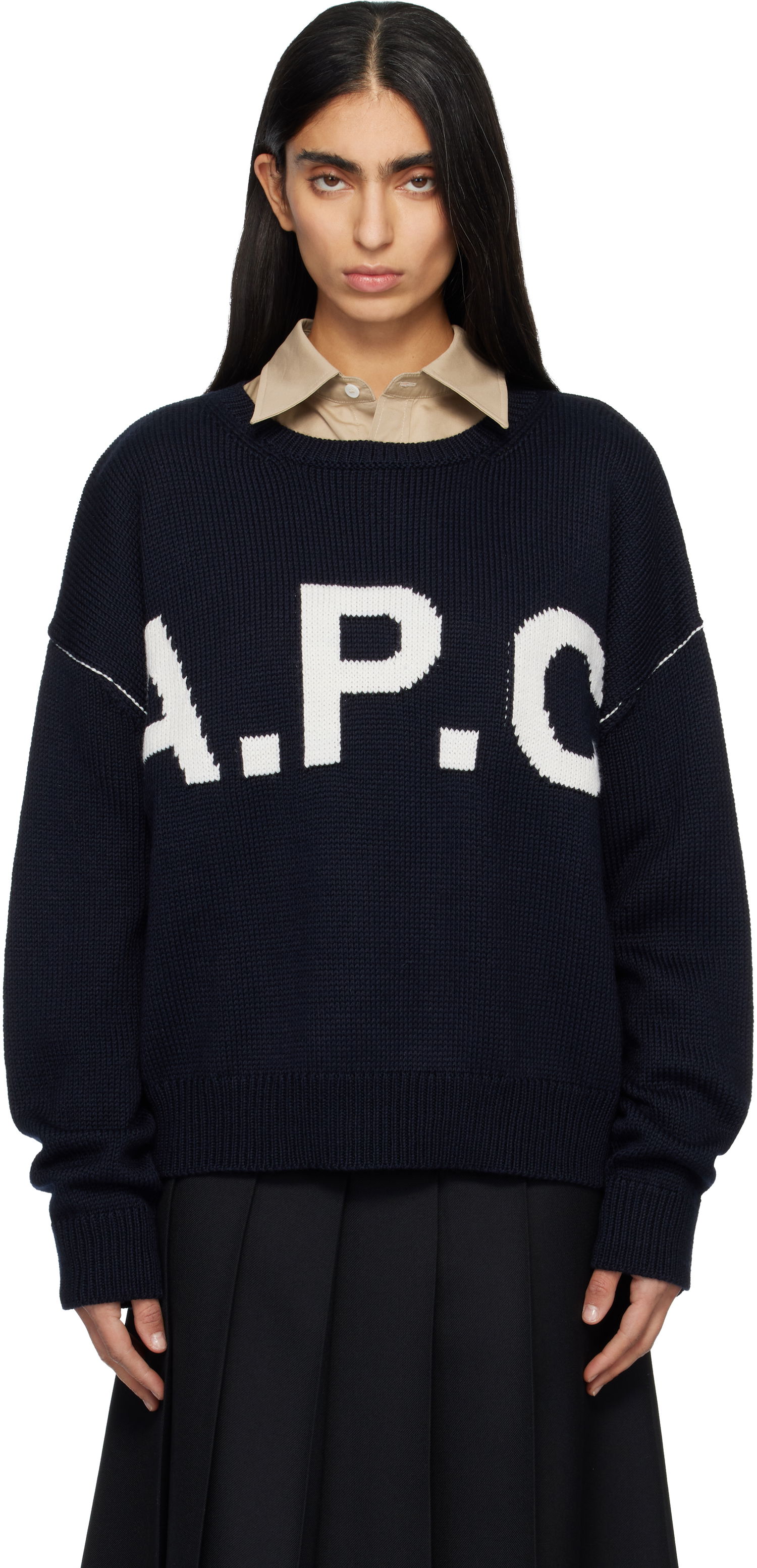Sveter A.P.C. A.P.C. Logo Sweater Navy | WOASL-M23009, 0
