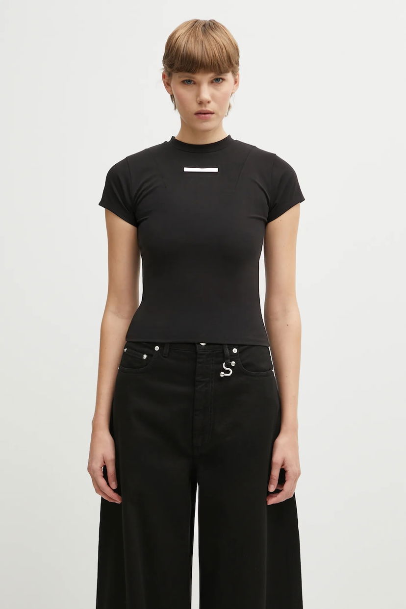 Tričko HELIOT EMIL Heliot Emil Mock Neck T-Shirt Čierna | AW25.W.13.087.BLK01