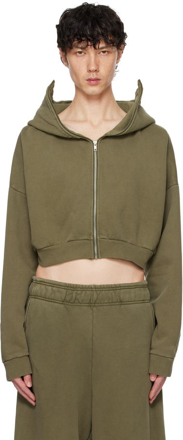 Mikina Entire Studios Entire Studios Cropped Full-Zip Hoodie Zelené | ES2156MI, 0