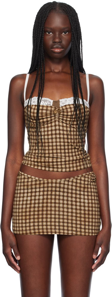 Tielko Miaou Miaou Enzo Gingham Tank Top Hnedá | 7092TJBPLD, 0