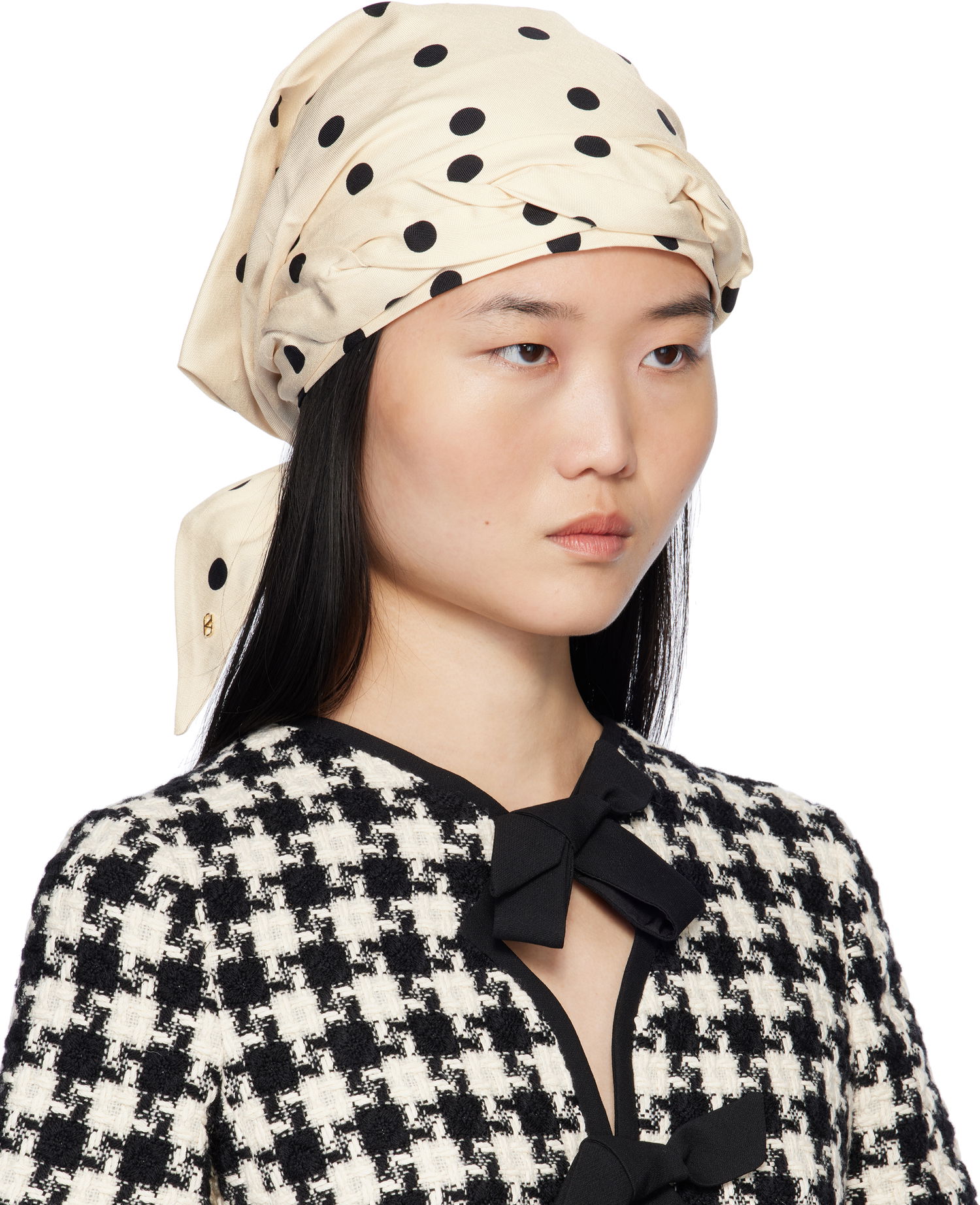 Šiltovka Valentino Polka Dot Silk Twill Headscarf Béžová | 6W2HH00DUIU, 1