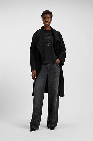 Tričko BOSS Cotton-jersey T-shirt with 'The Party Has Arrived' Artwork Čierna | 50549195, 1