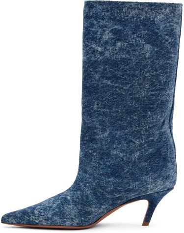 Kabelka Amina Muaddi Amina Muaddi Fiona 60 Denim Boots Modrá | FIONA BOOT SLANTED DENIM ACID, 2