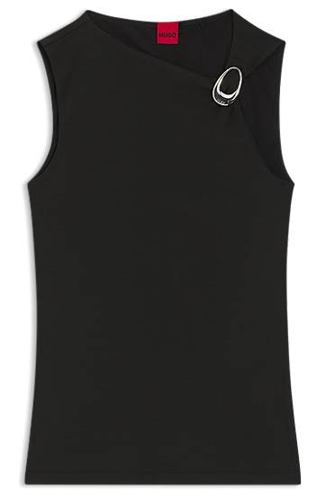 Tielko BOSS Sleeveless top with logo buckle detail Čierna | 50555782