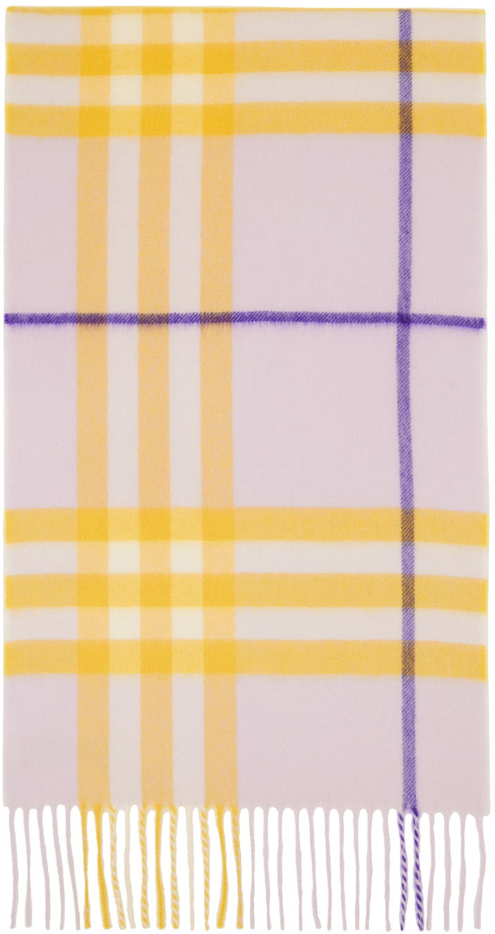 Šál Burberry Check Cashmere Scarf Purple / Yellow Fialová | 8079556, 0