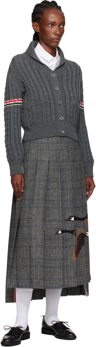 Sukňa Thom Browne Thom Browne Classic Pleated Maxi Skirt with Appliqué Šedá | FGCA24E-E1376, 3