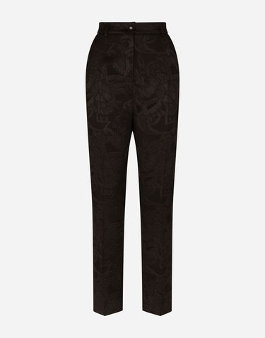 Nohavice Dolce & Gabbana Floral Jacquard Pants Čierna | FTAM2TFJRD0N0000, 0