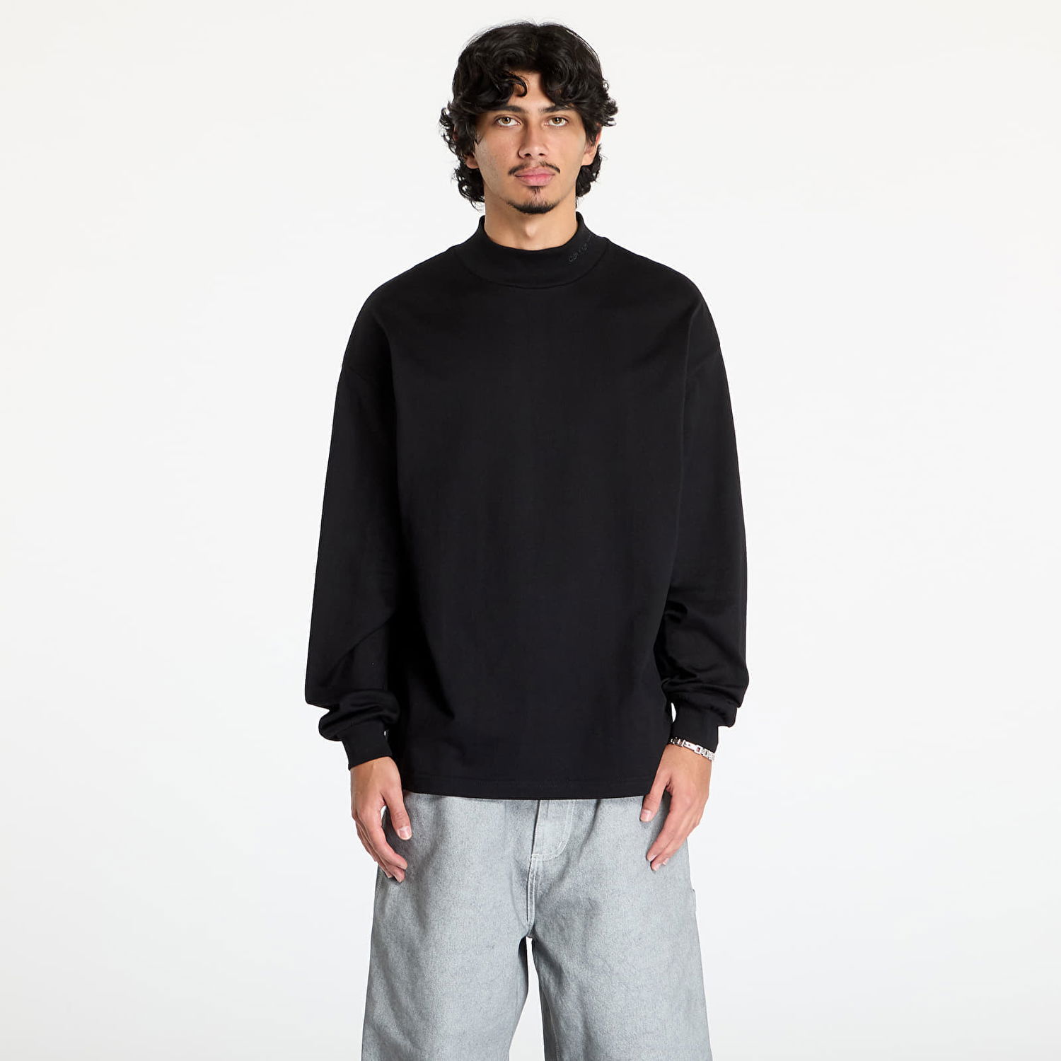 Tričko Carhartt WIP T-shirt L/S Script Mockneck T-Shirt UNISEX Black XS Čierna | I034015.89XX, 0