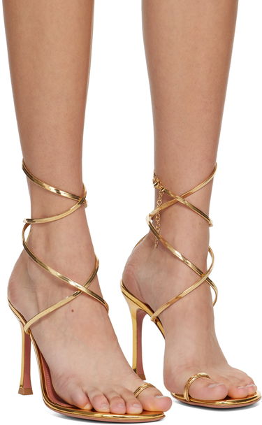 Doplnky Amina Muaddi Amina Muaddi Henson Thong Lace Up Heeled Sandals Metalická | HENSON THONG LACE UP SR MI, 3