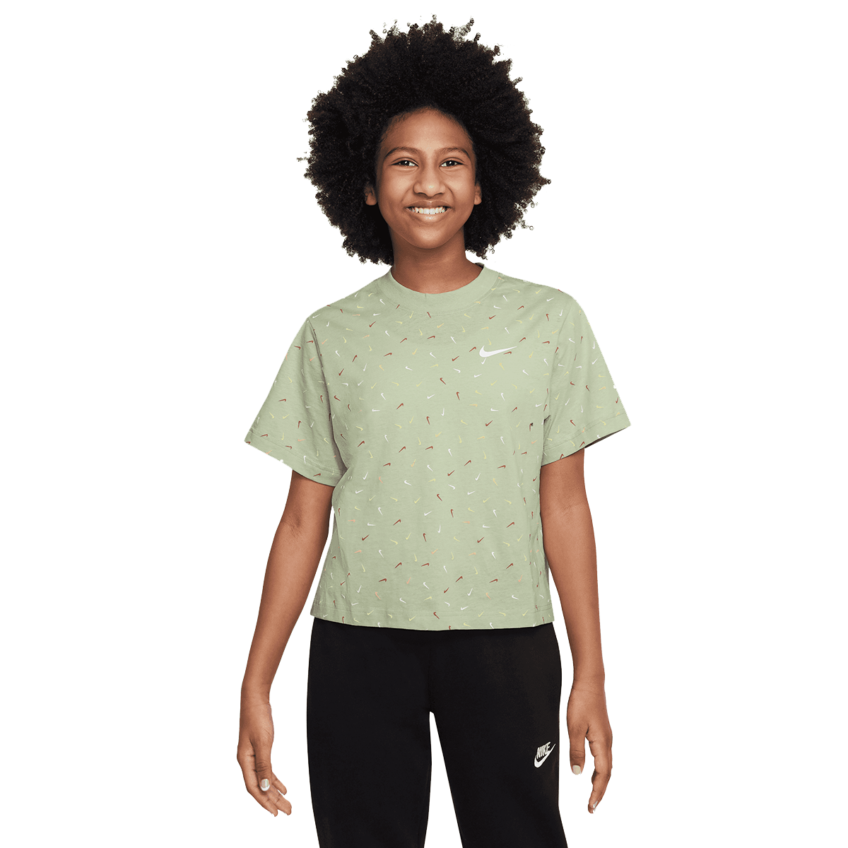 Tričko Nike Nike Sportswear Boxy Swoosh All-Over-Print T-Shirt Zelené | FD5366-343, 0