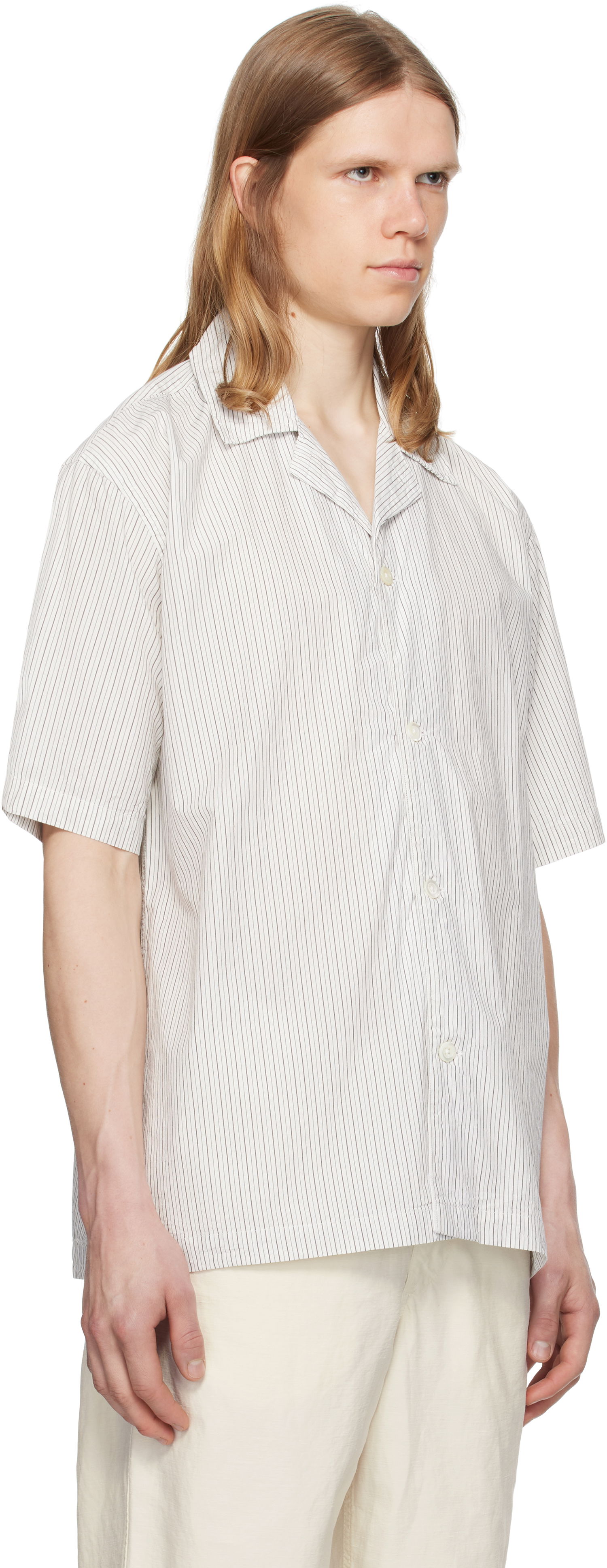 Košeľa NORSE PROJECTS Norse Projects Mads Poplin Stripe Short Sleeve Shirt Biela | N40-0831, 1