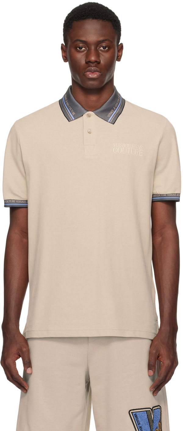 Polo tričko Versace Jeans Couture Beige Printed Polo Béžová | E76GAGT09_ECJ01T, 0