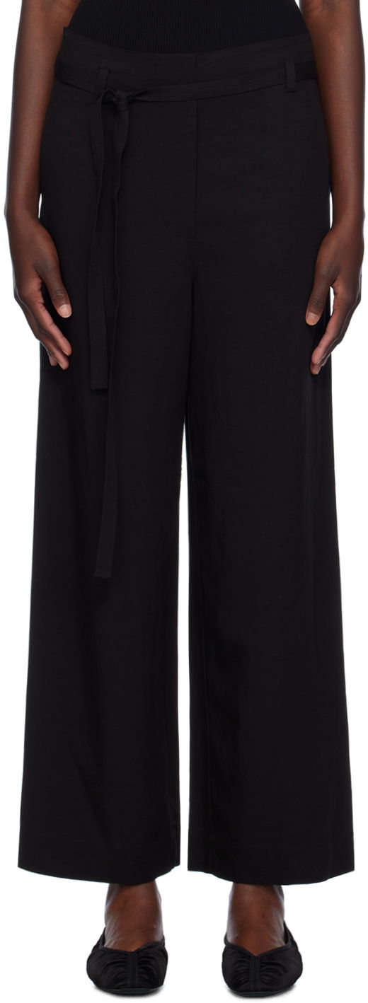 Nohavice TOTEME TOTEME Tie-Waist Fluid Trousers Čierna | 243-WRB0201-FB0193, 0
