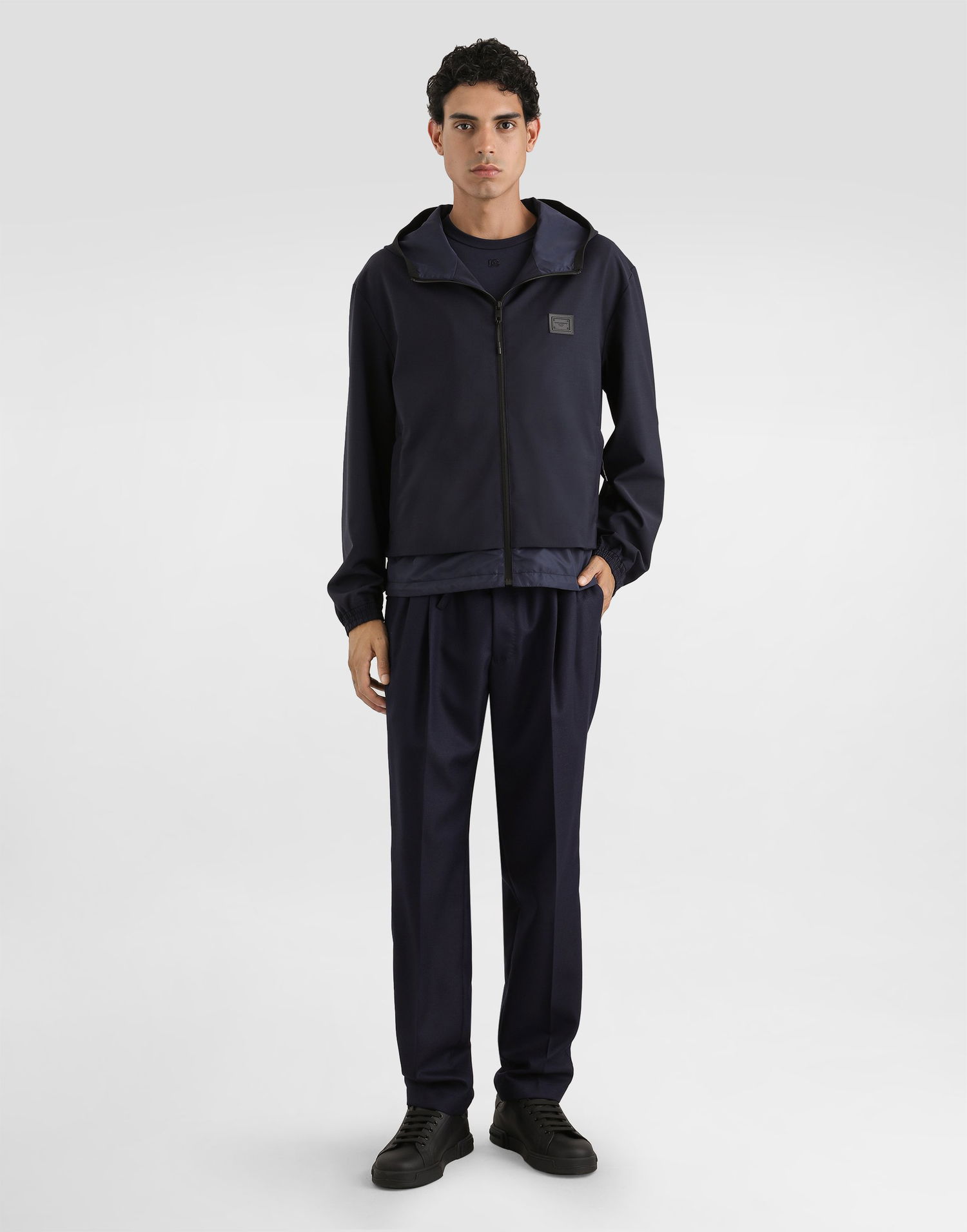 Nohavice Dolce & Gabbana Dolce & Gabbana Garment-Dyed Wool Joggers Navy | GP12QTFU25EB0665, 1