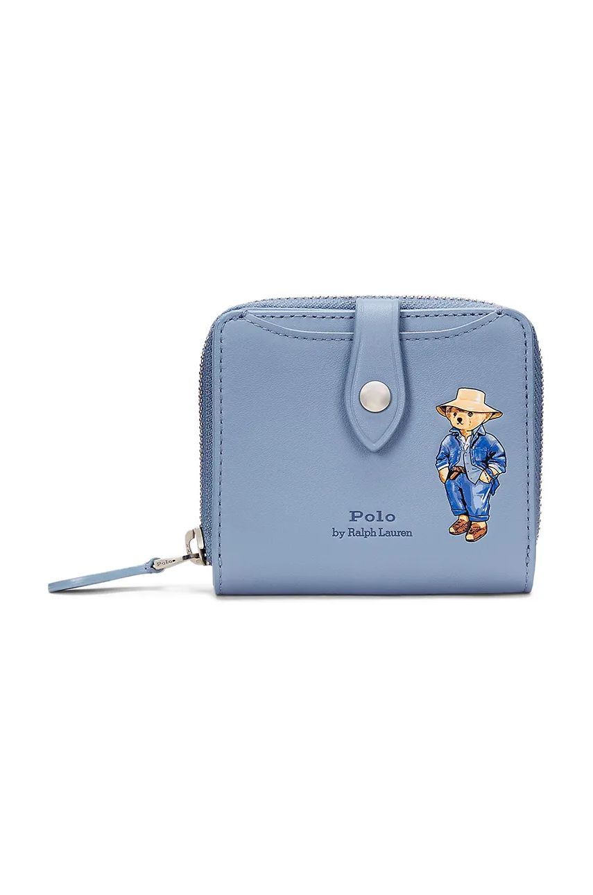 Peňaženka Polo by Ralph Lauren Bear Print Leather Wallet Modrá | 427960635, 0