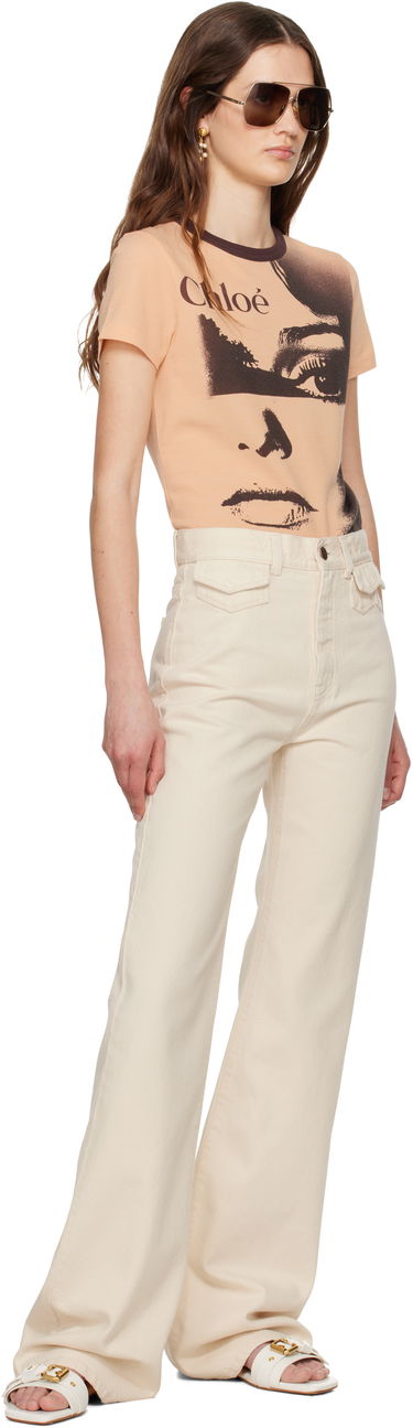 Tričko CHLOÉ Chloé Crewneck Logo Graphic T-Shirt Béžová | CH25UJH11189, 4