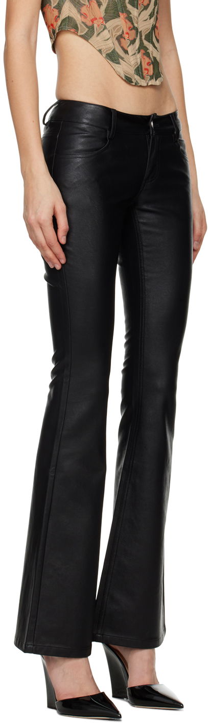 Nohavice Miaou Miaou Roxy Faux-Leather Flare Pants Čierna | 1027PUBLK, 1