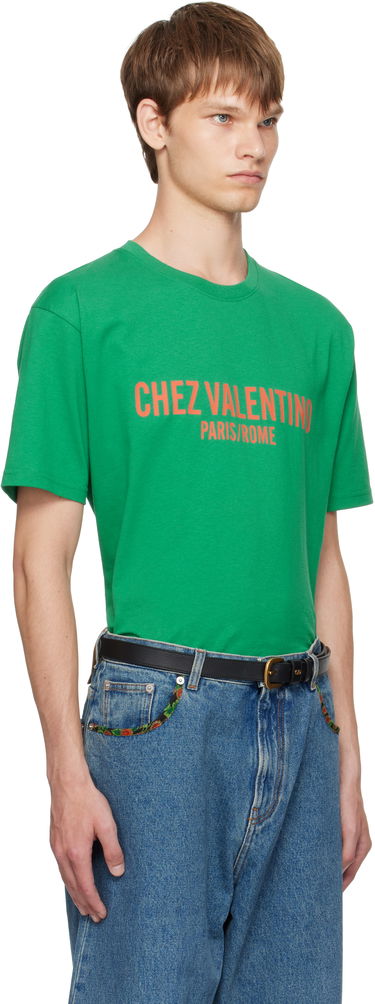 Tričko Valentino Valentino 'Chez Valentino' Print T-Shirt Zelené | 7V3MG16PAPG, 1
