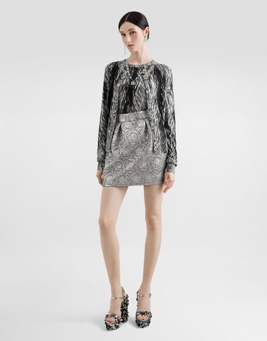 Sveter Dolce & Gabbana Fur-Print Silk Cardigan Čierna | FXV07TJAHLAHI3VQ, 1