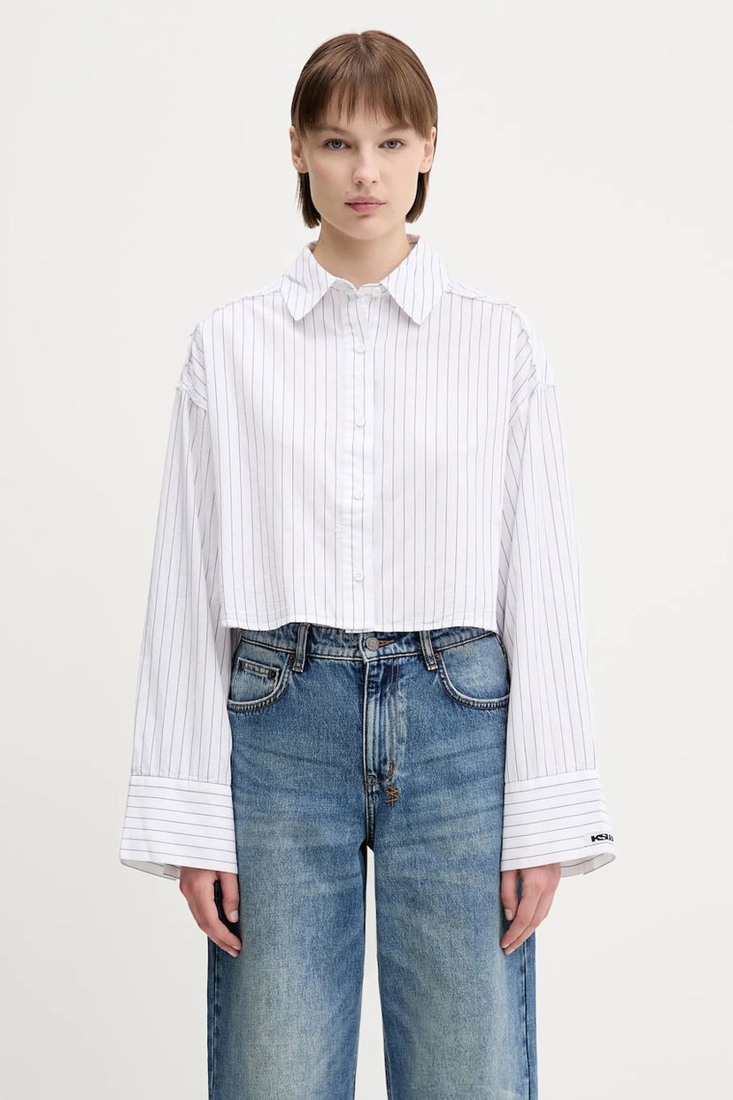 Košeľa Ksubi KSUBI Cropped Astra Relaxed Fit Shirt Biela | WSP25SH004