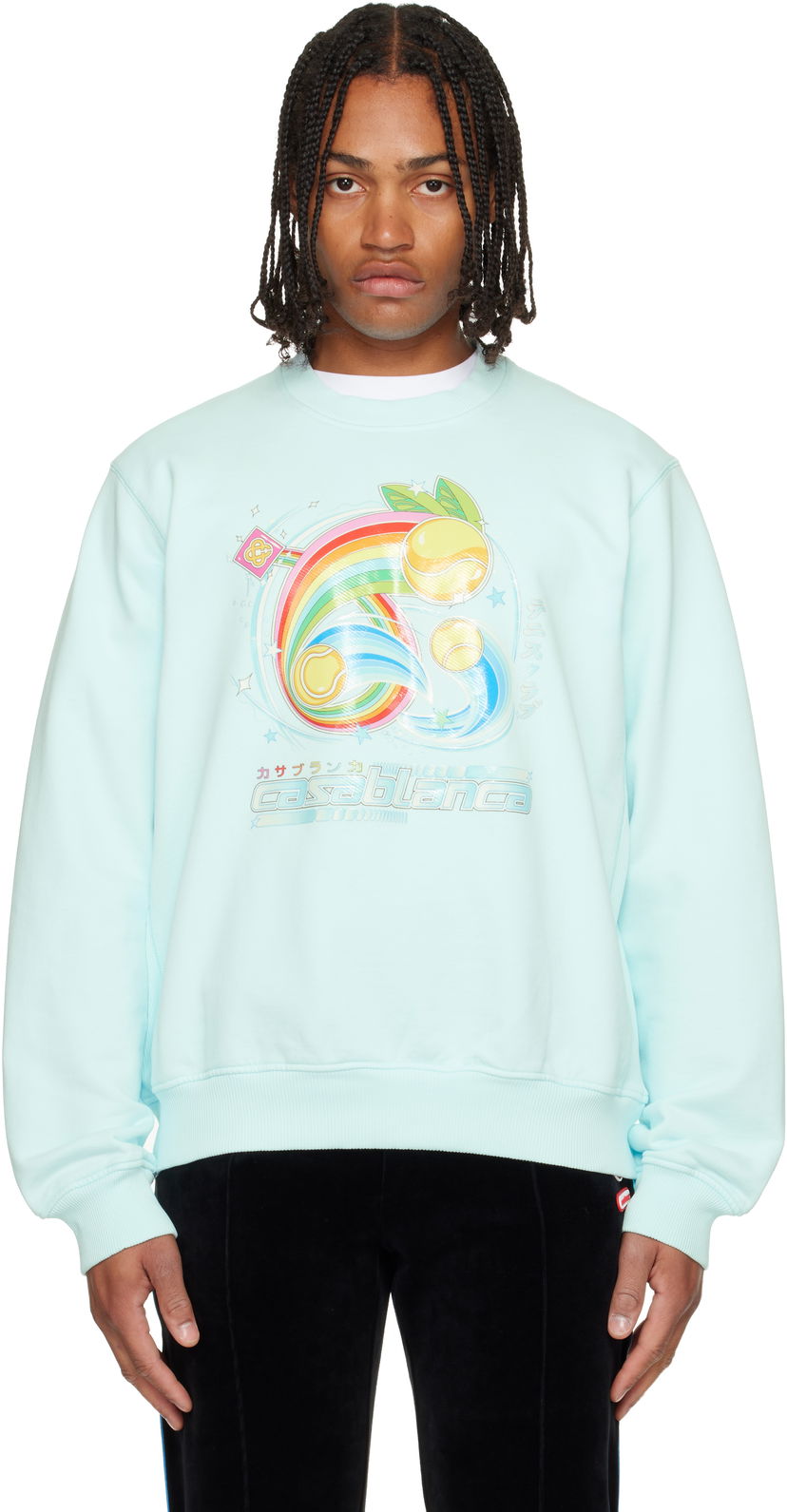 Mikina Casablanca Casablanca Manga Tennis Ball Sweatshirt Tyrkysová | M-AW25-JTP-293-01