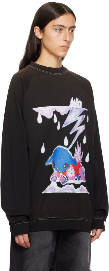 Sveter We11done We11done Distressed Graphic Sweatshirt Čierna | WD-TS3-23-868-U-BK, 1
